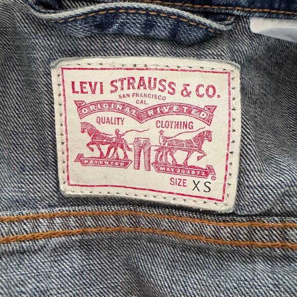 Levi Boston Red Sox Embroidered MLB Denim Jean Trucker Jacket Size Extra Small - Picture 3 of 6